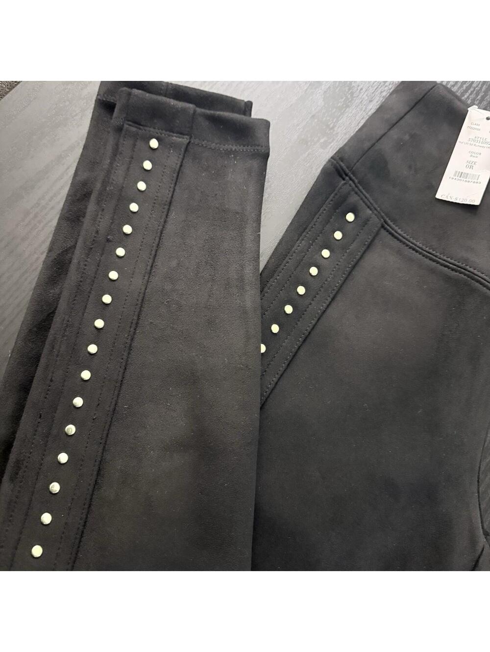 White House Black Market Runway Legging Black Ankle High Rise Stretch Studded 0R